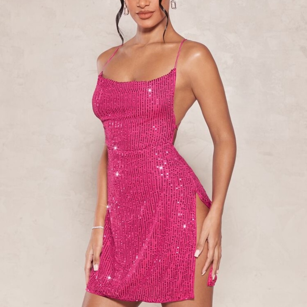 SHEIN Pink Sequin Bodycon Mini Dress
